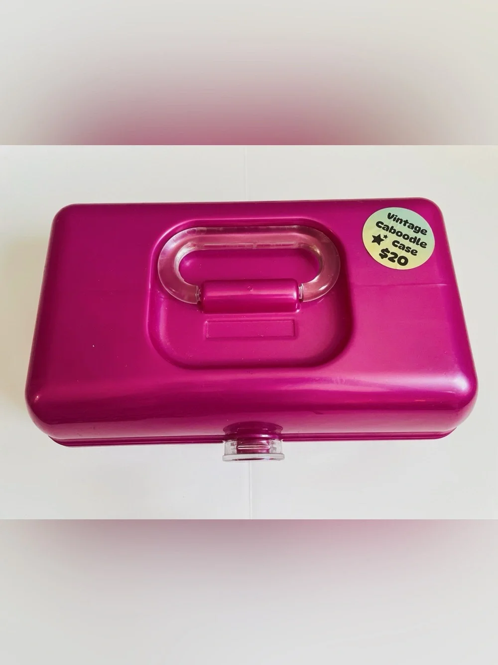 Vintage 90s Retro Caboodles Makeup Case Pink Shimmer Organizer Box Mirror USA